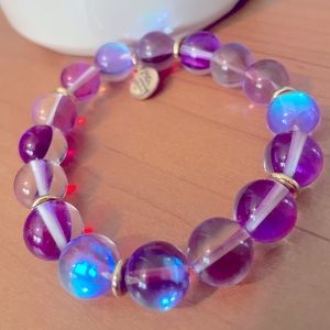 Bourbon & Boweties Purple and Blue Mermaid Marble Kendley Stretch Bracelet